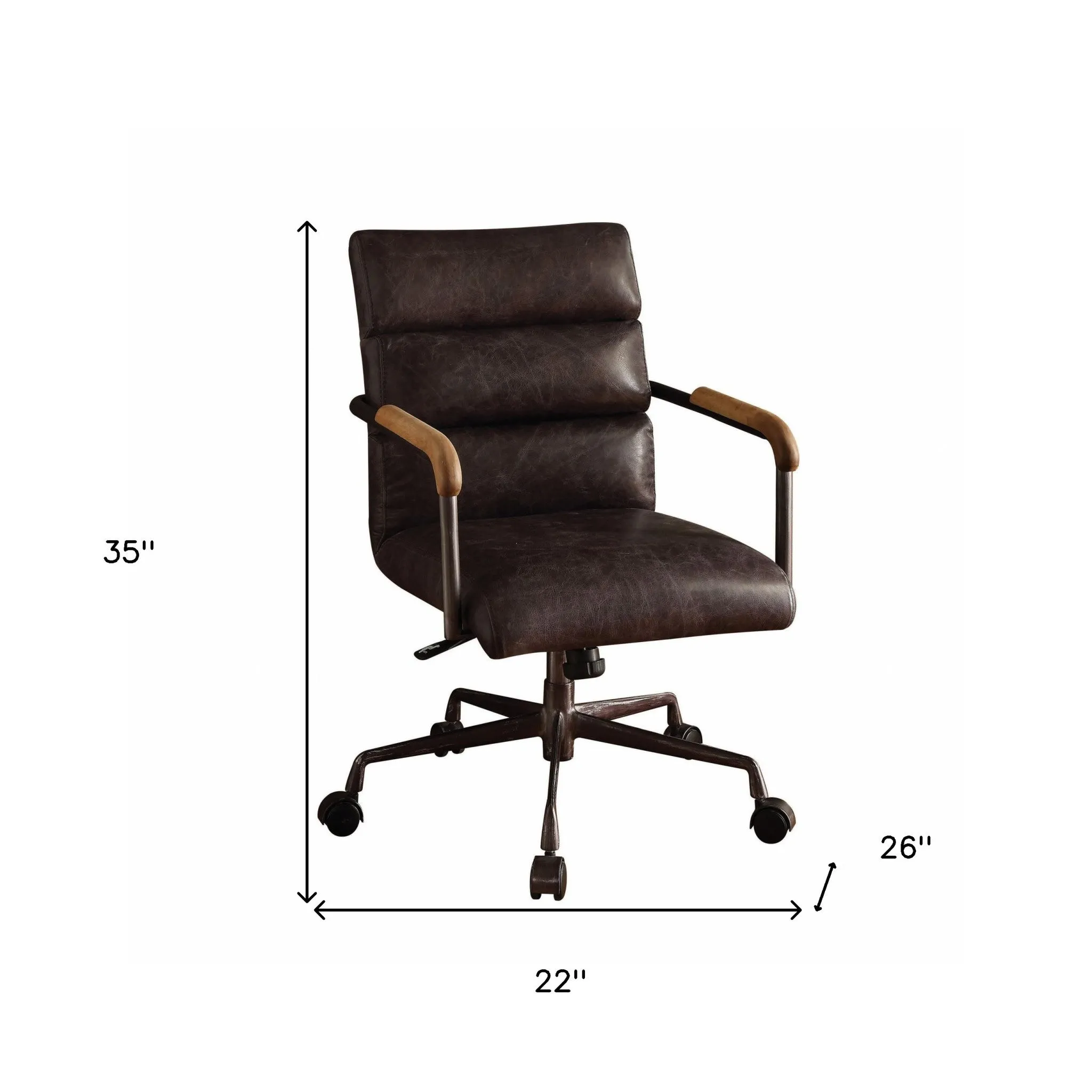 24 X 25 X 32 Vintage Black Top Grain Leather Office Chair