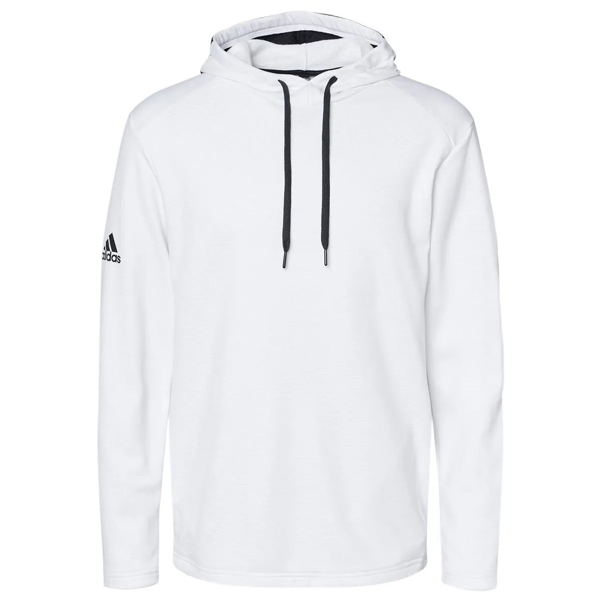 adidas Men's White Textured Mix Media Hooded Sweatshirt