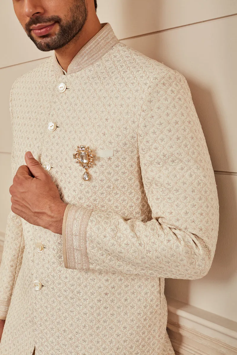 ALL-OVER DORI-EMBROIDERED QUILTED SHERWANI