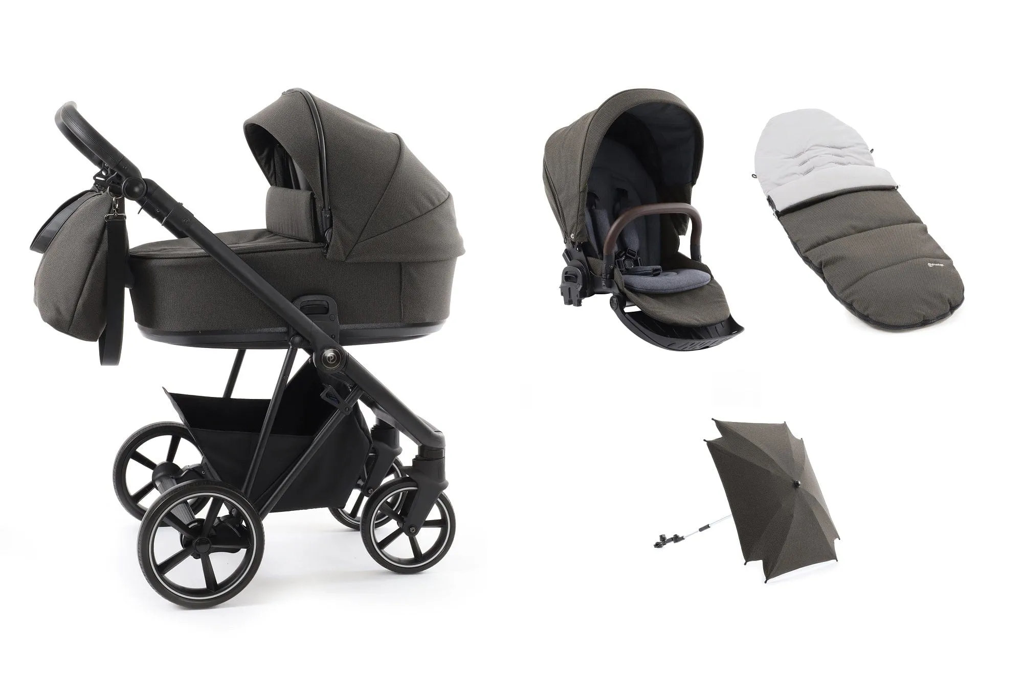 BabyStyle Prestige Vogue Pushchair - Earth / Black Frame / Brown Leather