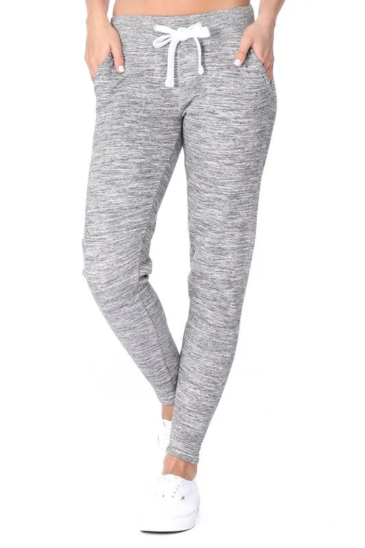 Basic Ladies Jogger Pants in Heather Grey