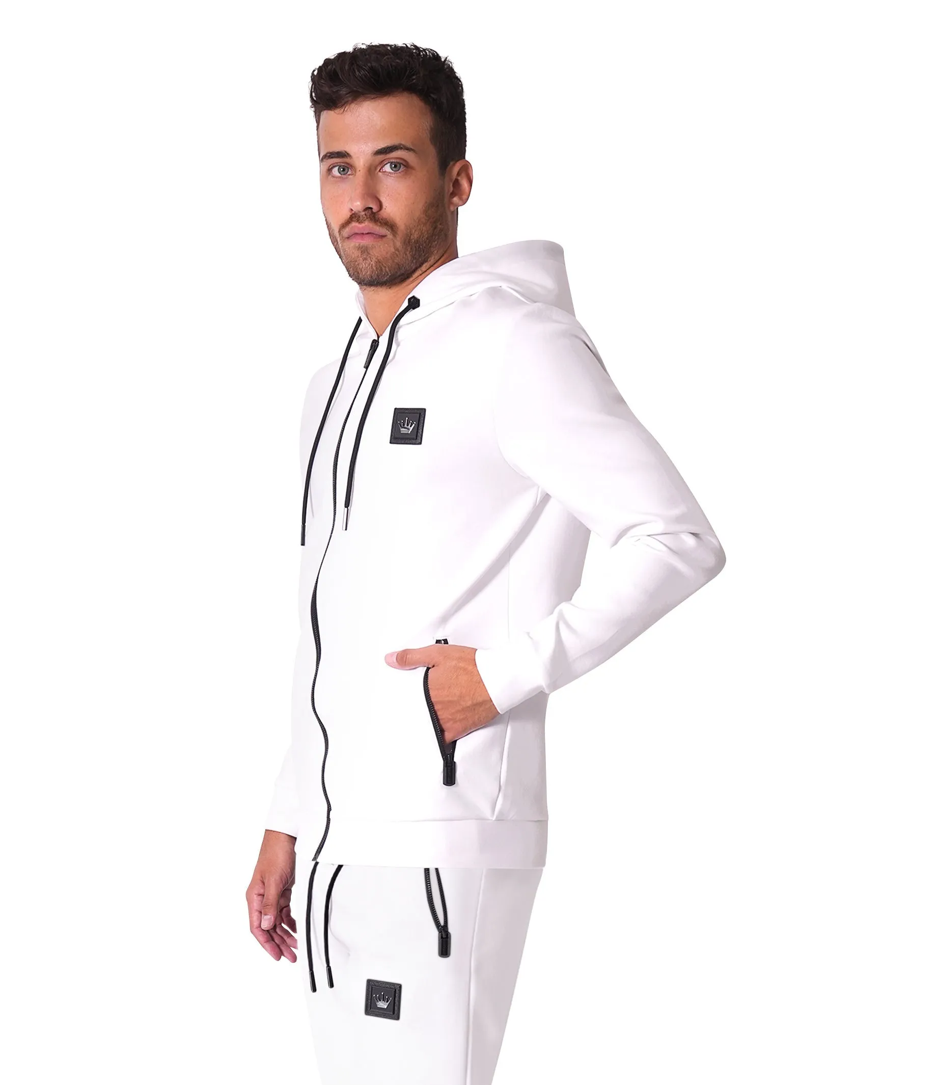 Bertigo Athletic Wear | Zuma Side Pocket White Hoodie