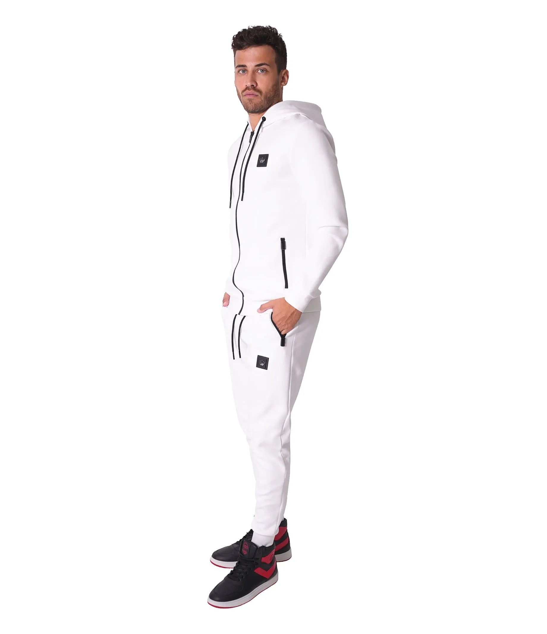 Bertigo Athletic Wear | Zuma Side Pocket White Hoodie