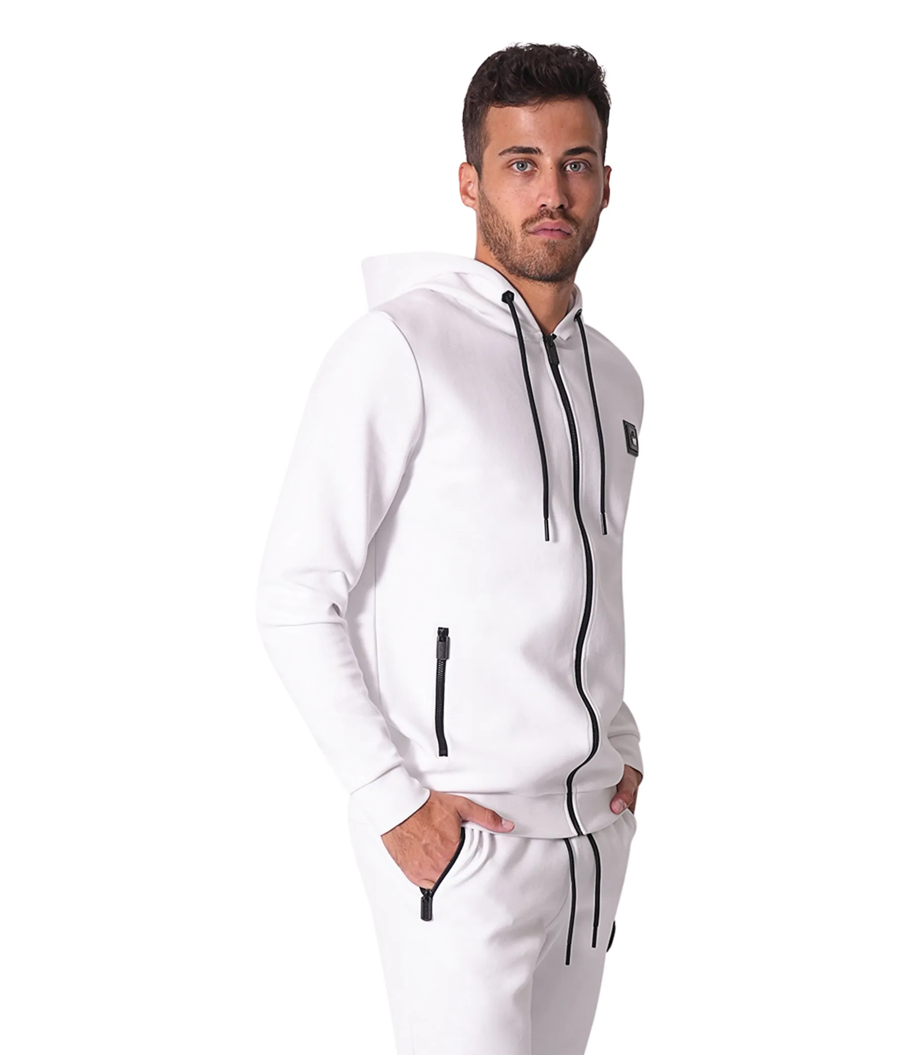 Bertigo Athletic Wear | Zuma Side Pocket White Hoodie