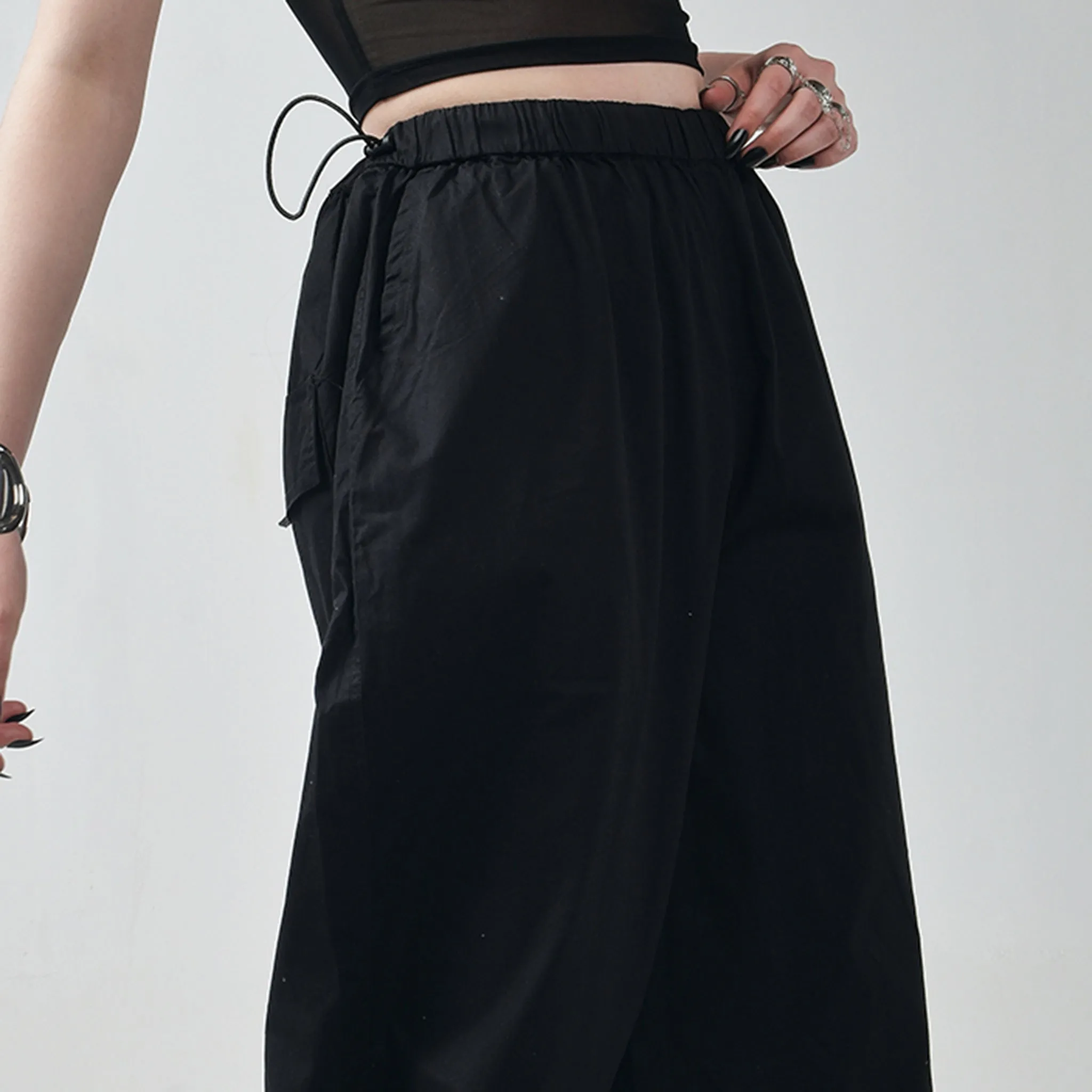 Black Tube Top & Black Parachute Pants