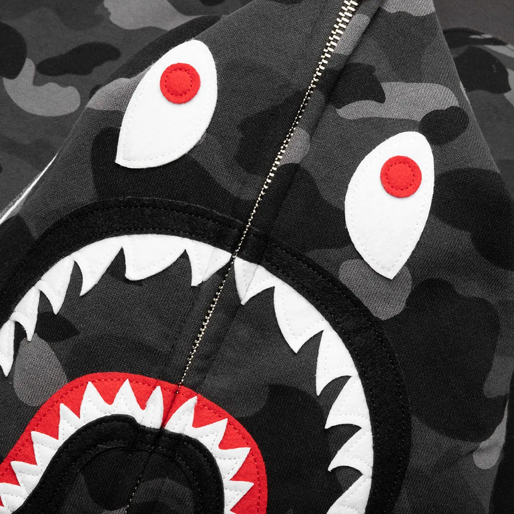 Color Camo Shark Full Zip Hoodie - Black