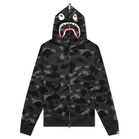 Color Camo Shark Full Zip Hoodie - Black