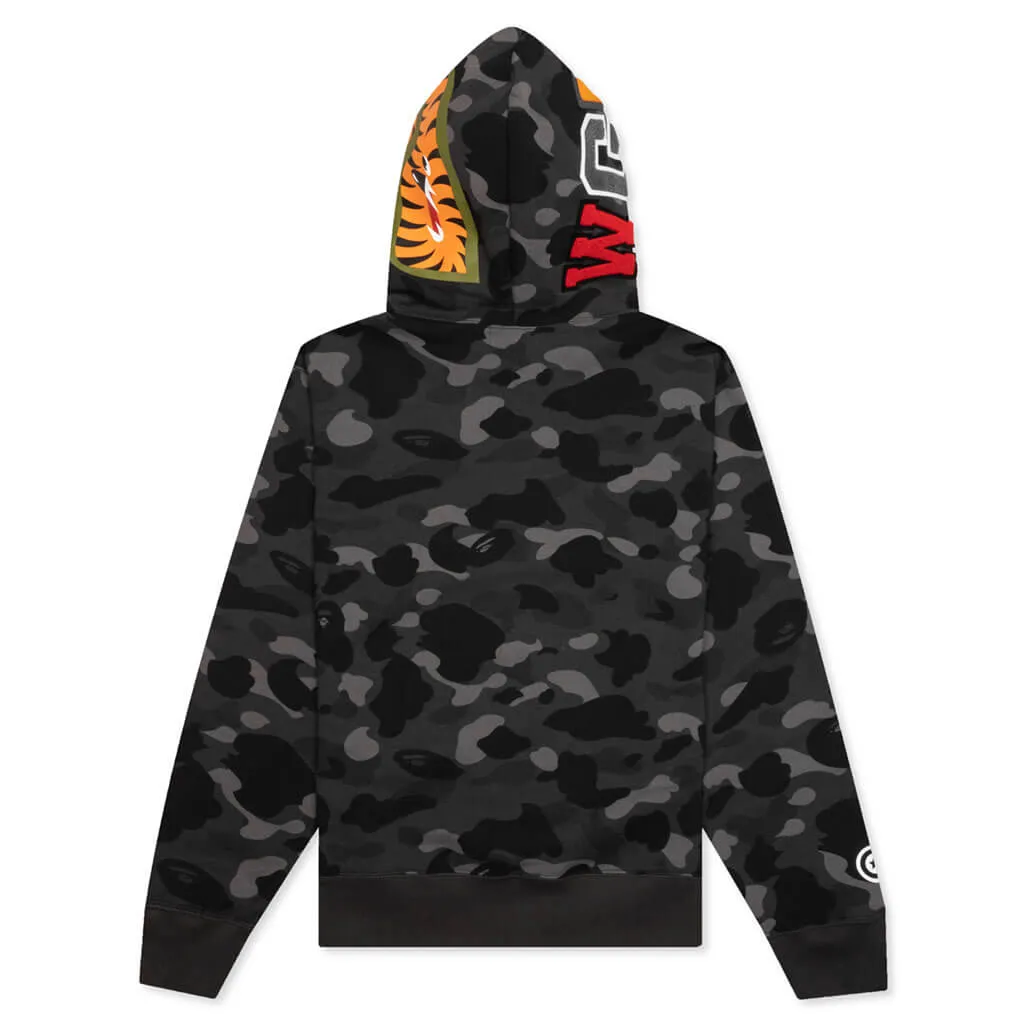 Color Camo Shark Full Zip Hoodie - Black