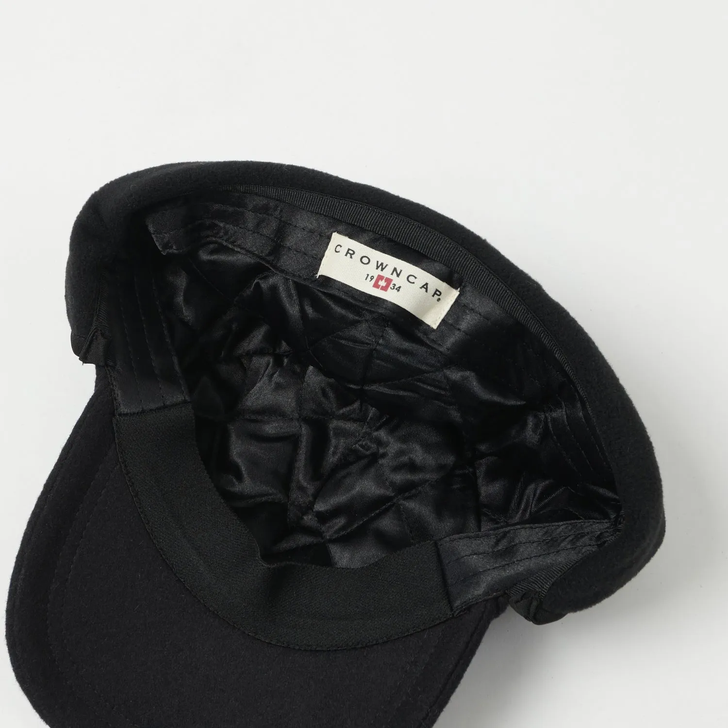 Crown Cap 6 Panel Melton Cap - Black