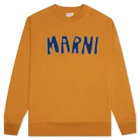 Cutoff Logo Brushed Sweatshirt - Sun Orange