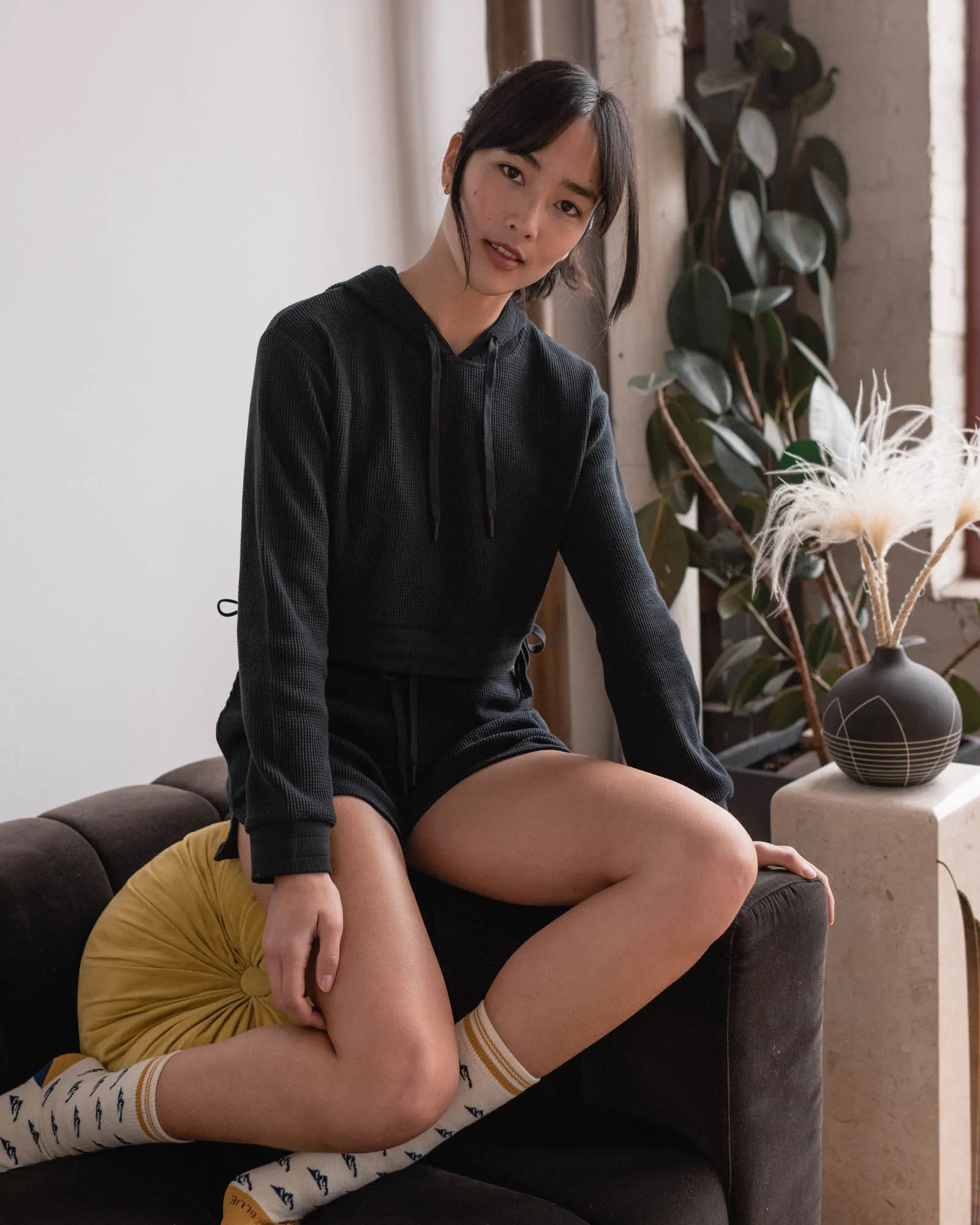 EcoKnit Cropped Thermal Hoodie