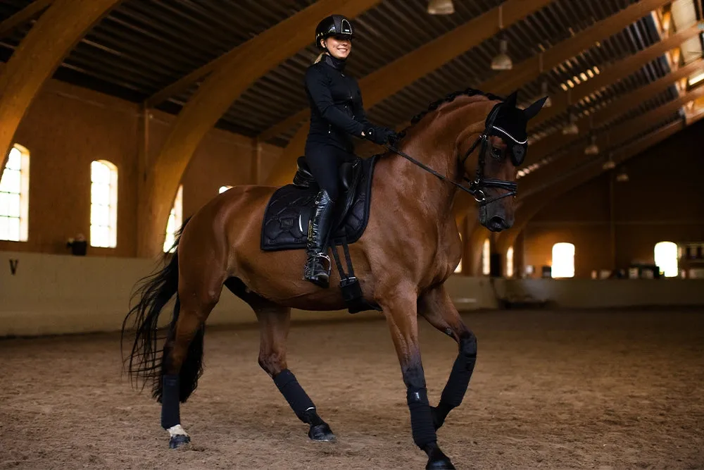 EQUESTRIAN STOCKHOLM DRESSAGE SADDLE PAD - ALL BLACK GLIMMER