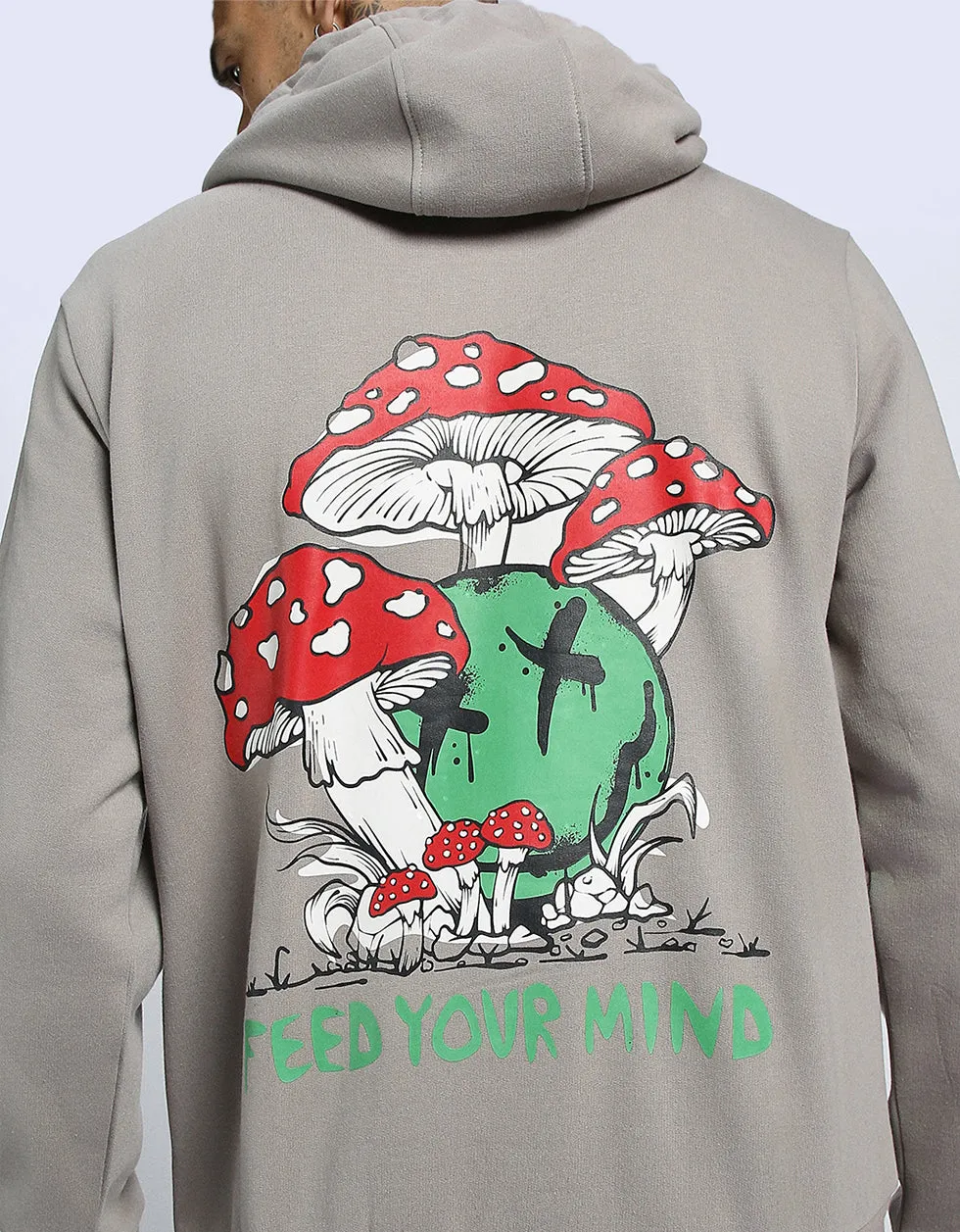 Feed Your Mind Grey Back Graphic Printed