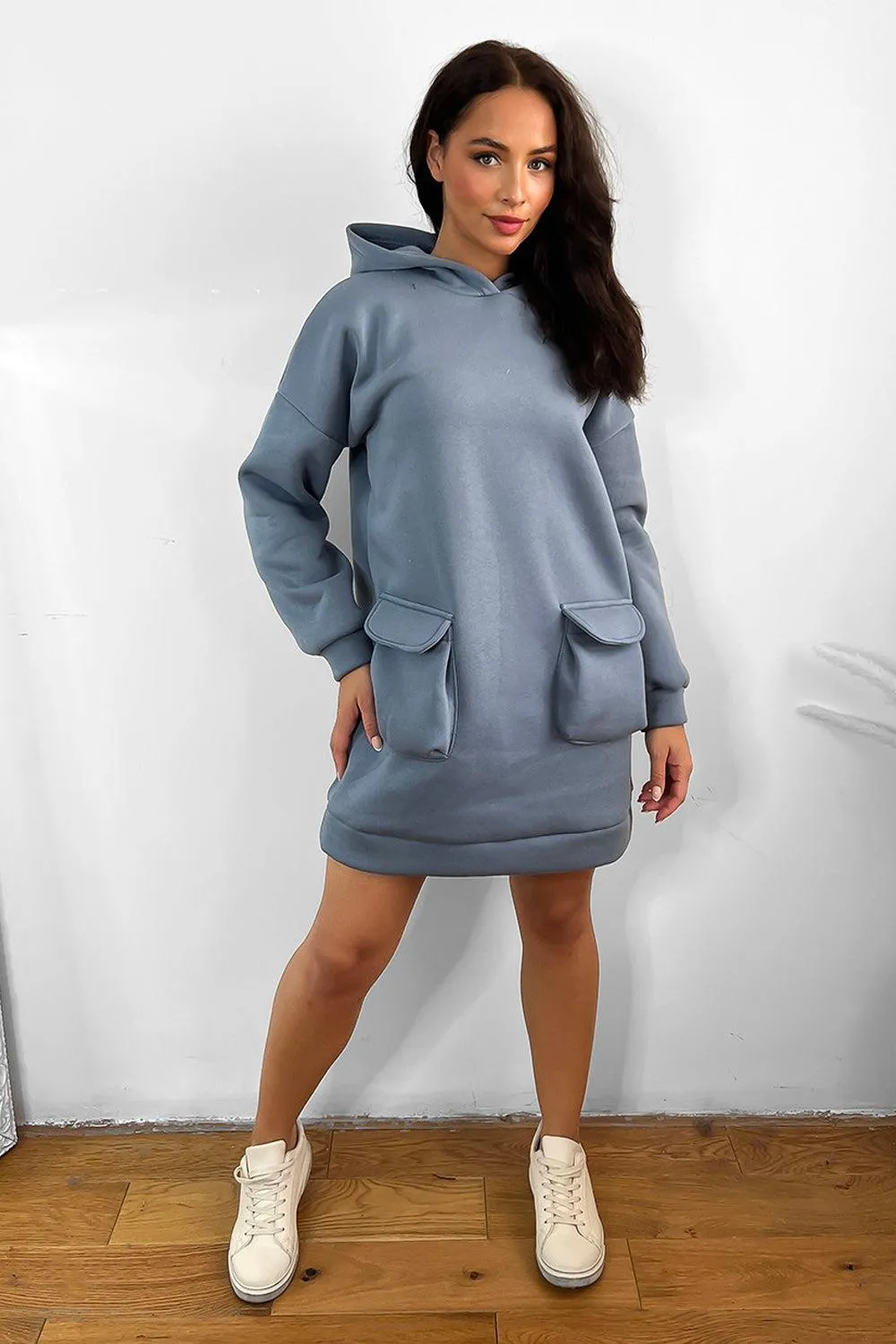 Front Pockets Oversized Midi Hoodie