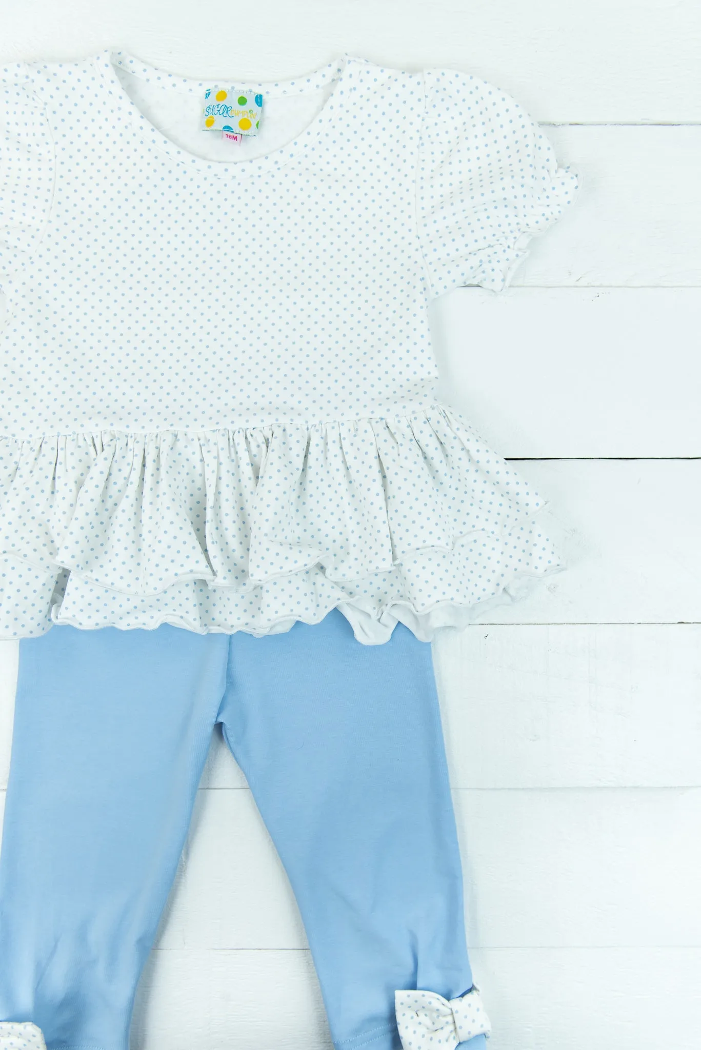 Girls Blue Bow Pants Set