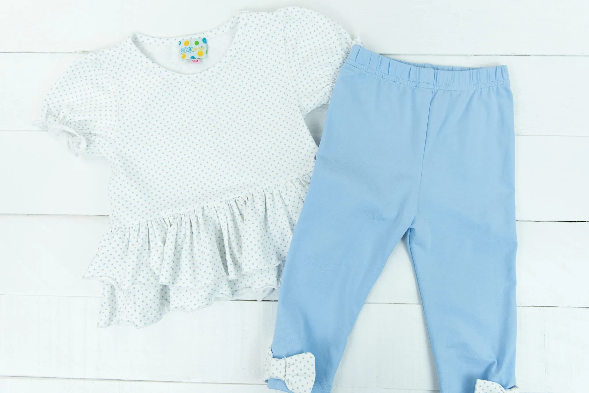 Girls Blue Bow Pants Set