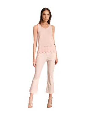 Griffai women's Capri flared trousers in pink satin DGP5059