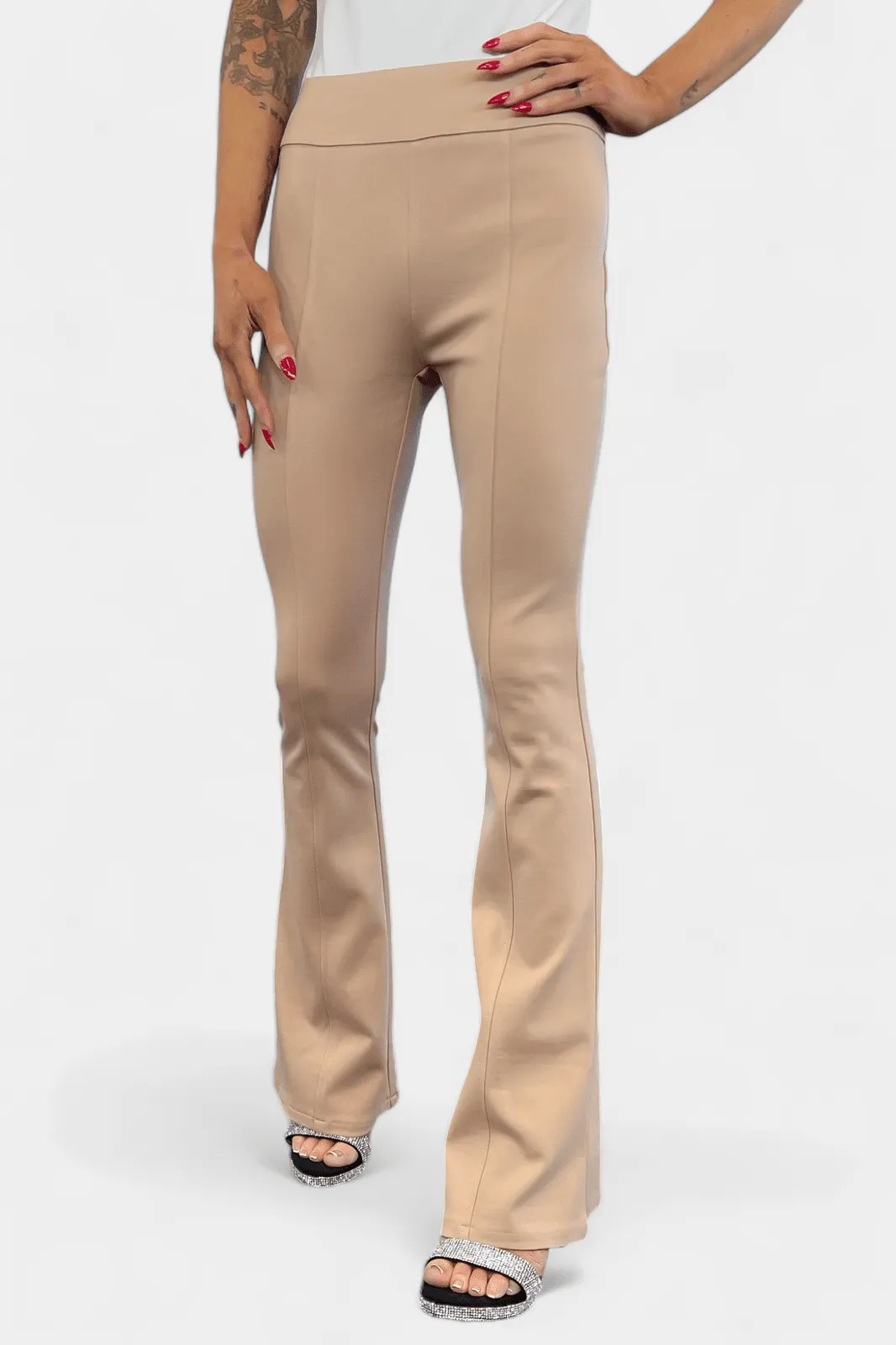 Khaki High Waisted Flare Pants [NO RETURNS]