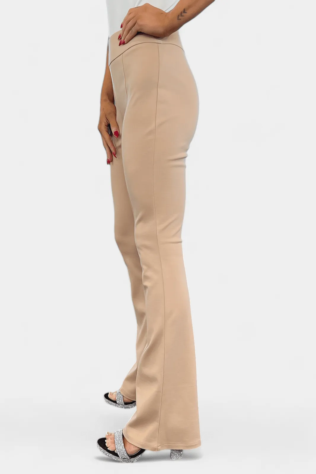 Khaki High Waisted Flare Pants [NO RETURNS]