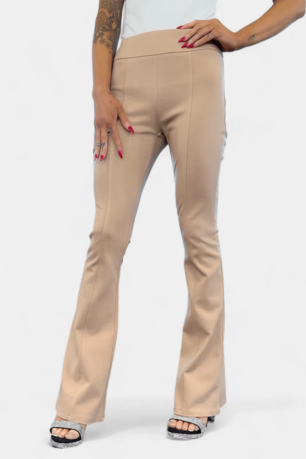 Khaki High Waisted Flare Pants [NO RETURNS]