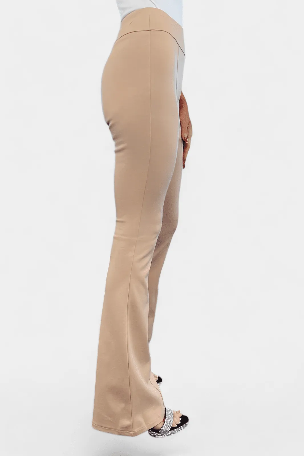 Khaki High Waisted Flare Pants [NO RETURNS]