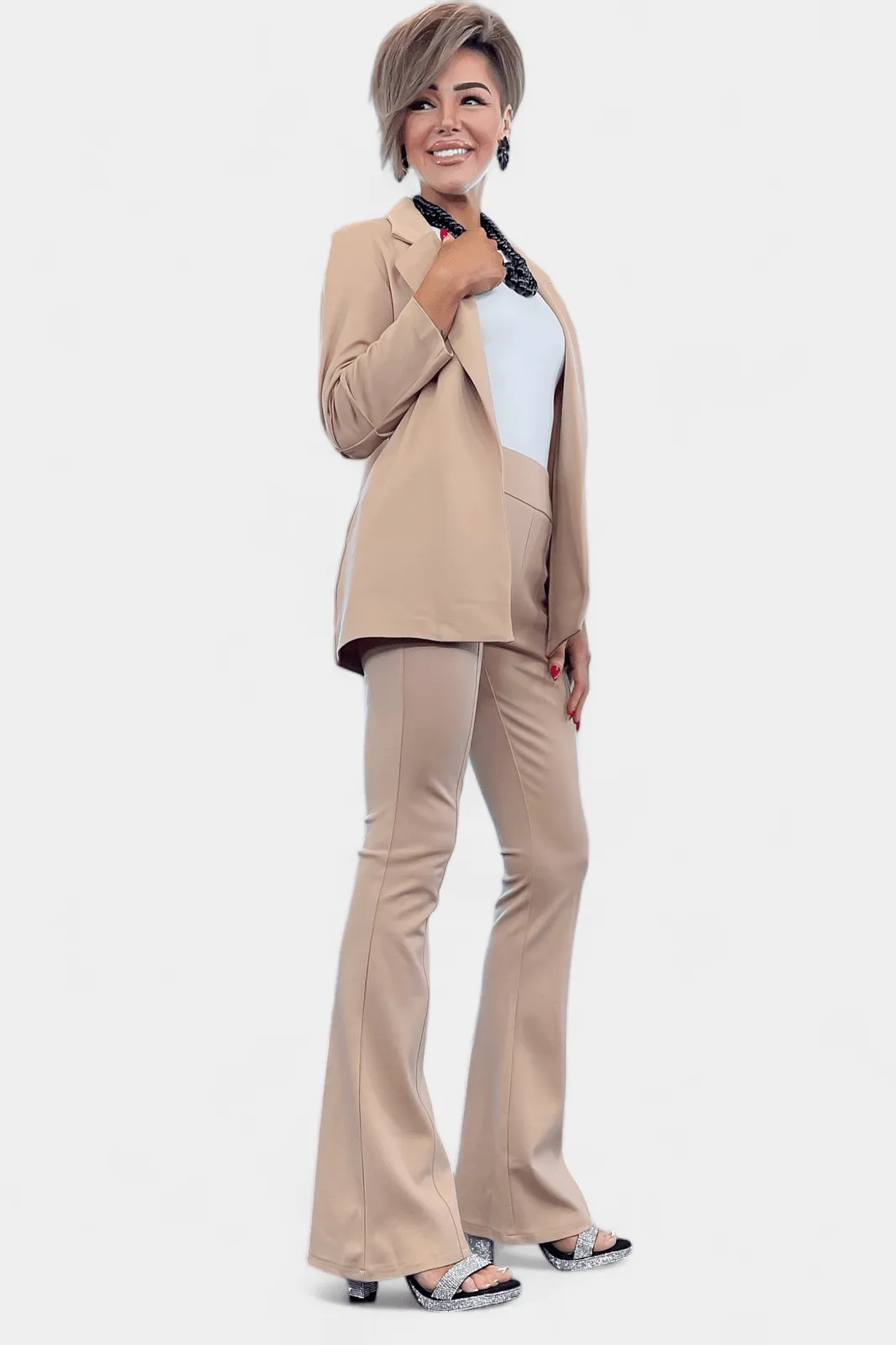 Khaki High Waisted Flare Pants [NO RETURNS]