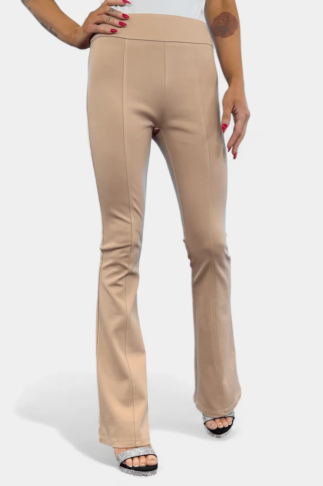 Khaki High Waisted Flare Pants [NO RETURNS]