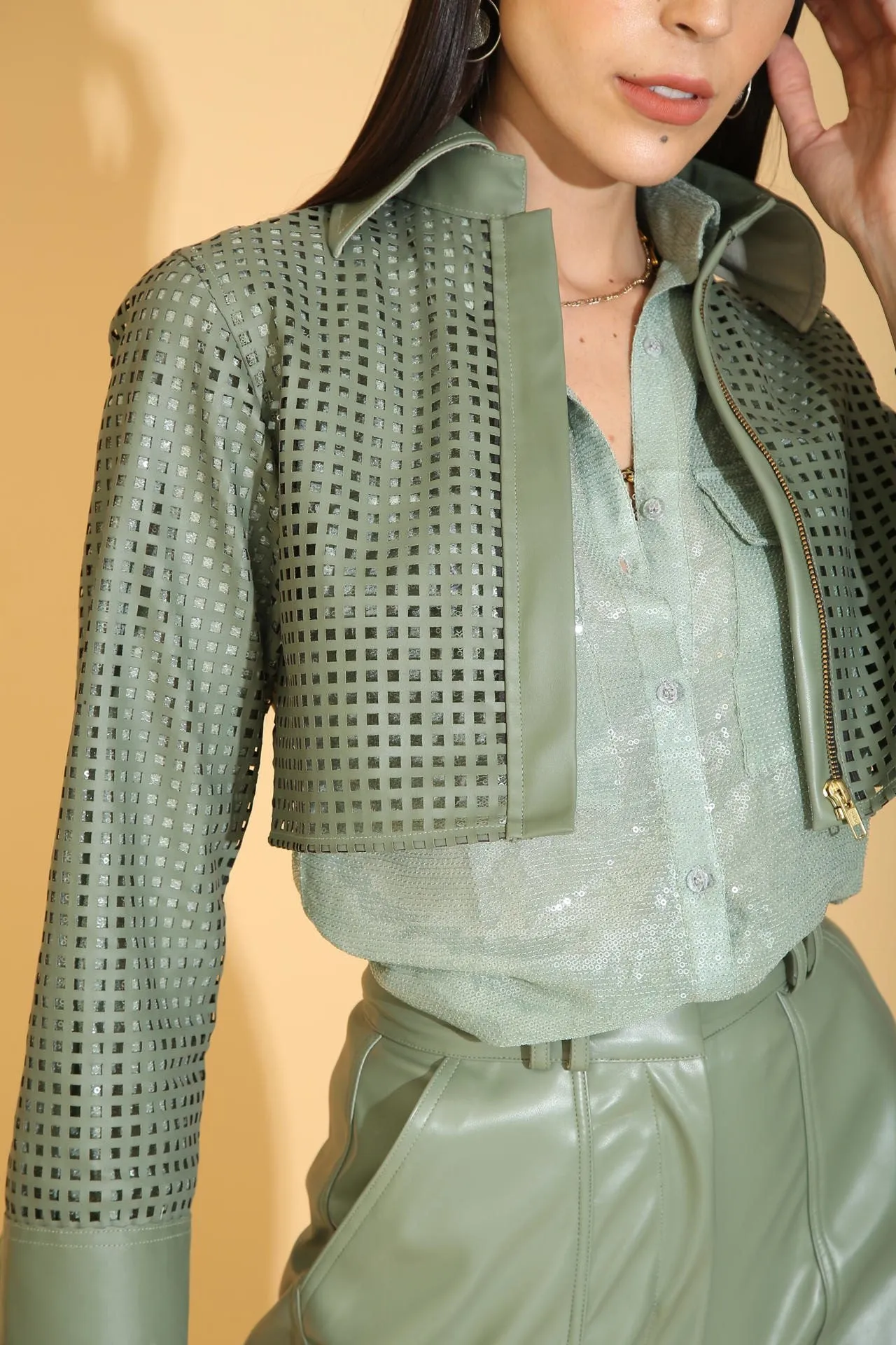 Laser Cut Crop Jacket