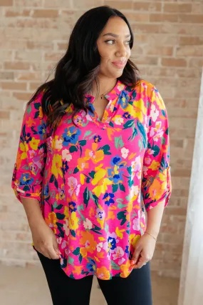 Lizzy Top in Hot Pink Floral