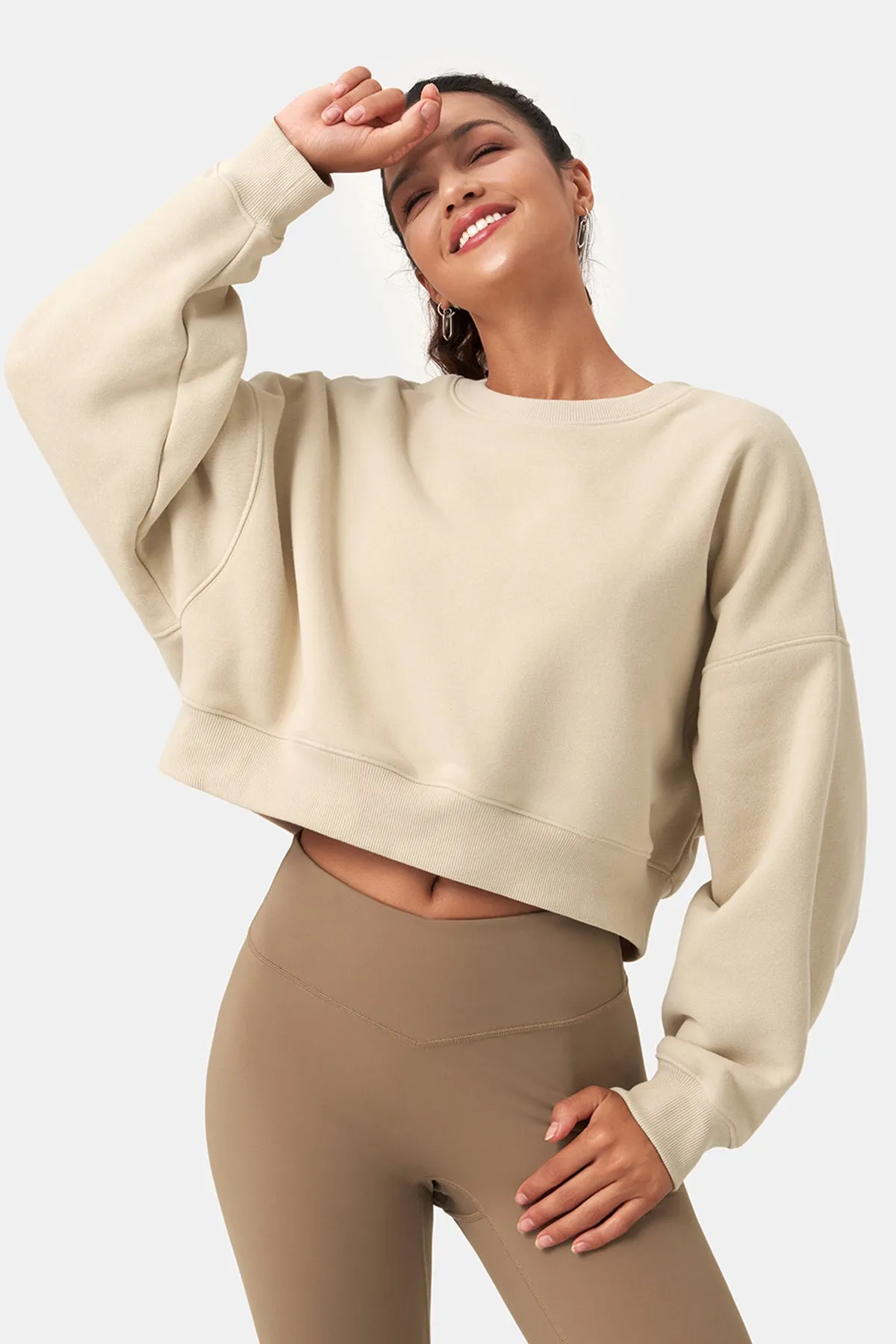 Loose Fit Short Batwing Sleeve Sweatshirt