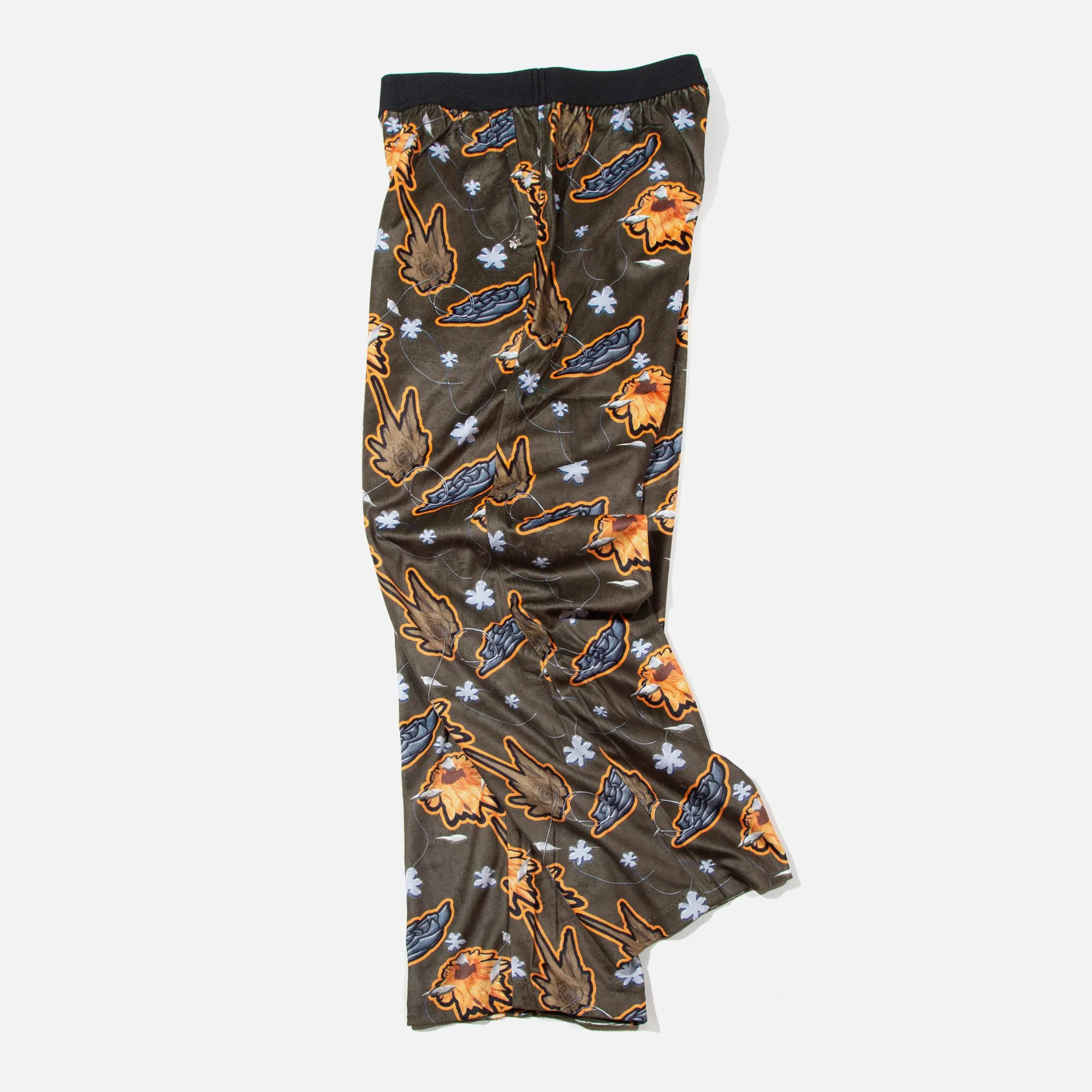 Metallic Floral Velour Leisure Pants - Ermine