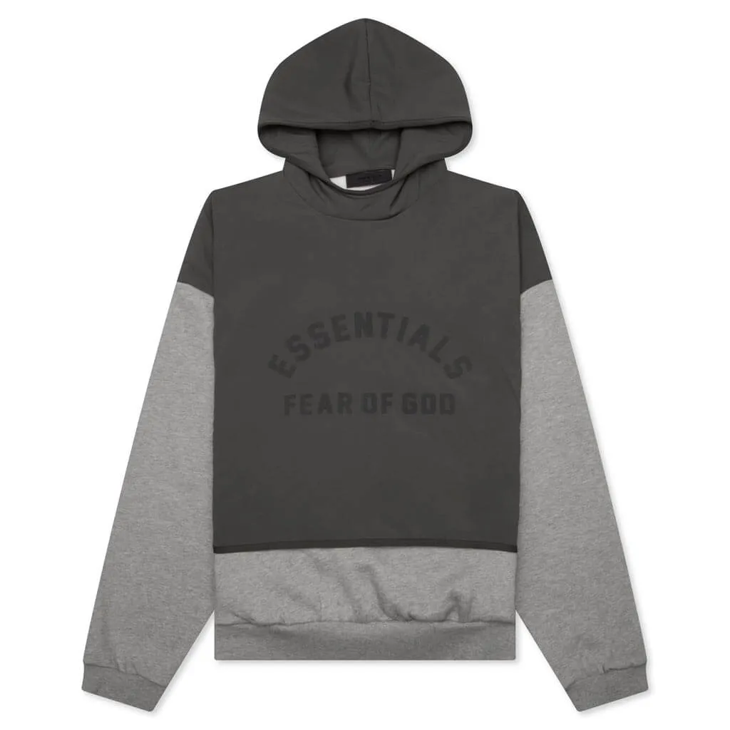 Nylon Fleece Hooded Sweater - Dark Heather Oatmeal/Ink