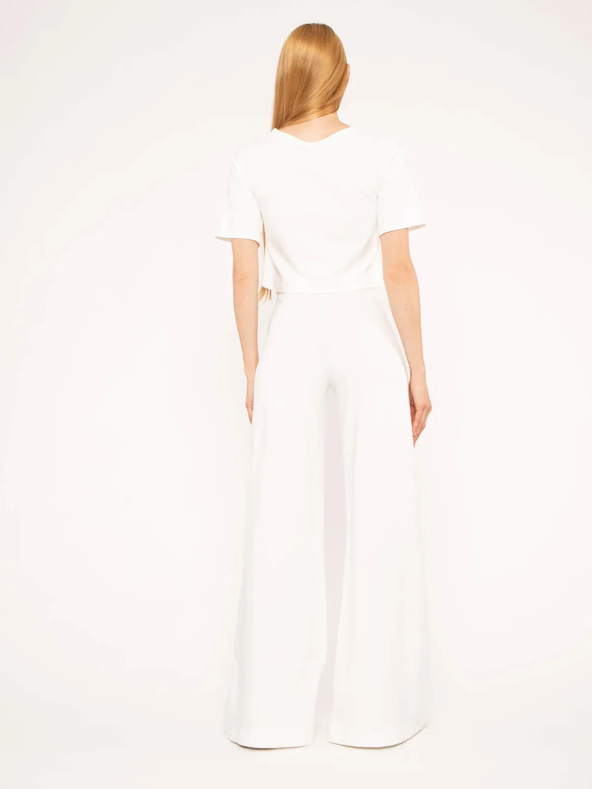 Off-White Ponte Knit Wide Leg Pant