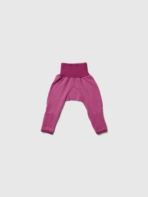 organic merino wool and silk pants in pink/natural stripe - baby/toddler