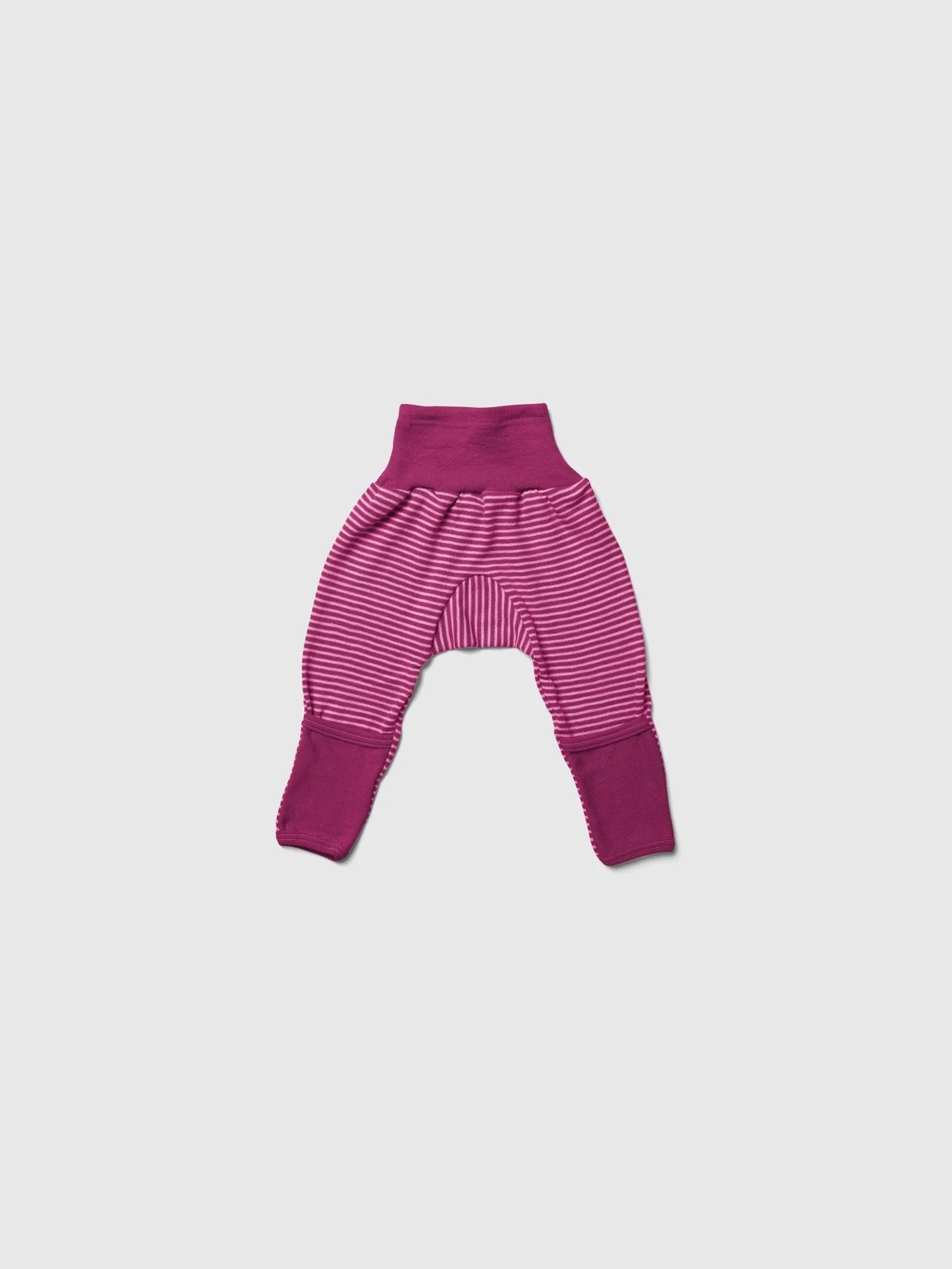 organic merino wool and silk pants in pink/natural stripe - baby/toddler