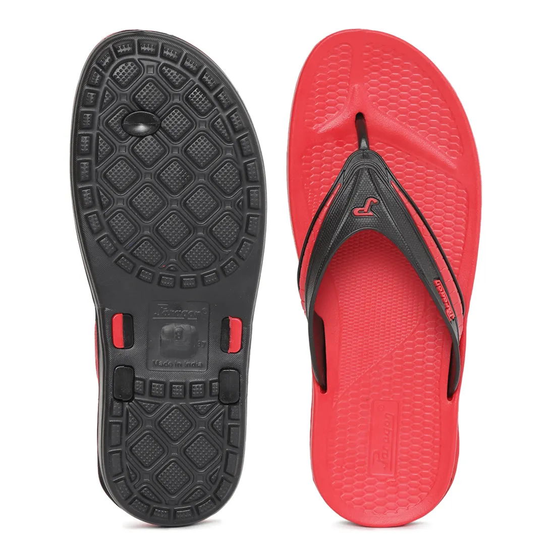 Paragon Ultra-Comfortable Black Casual Flip Flops for Men