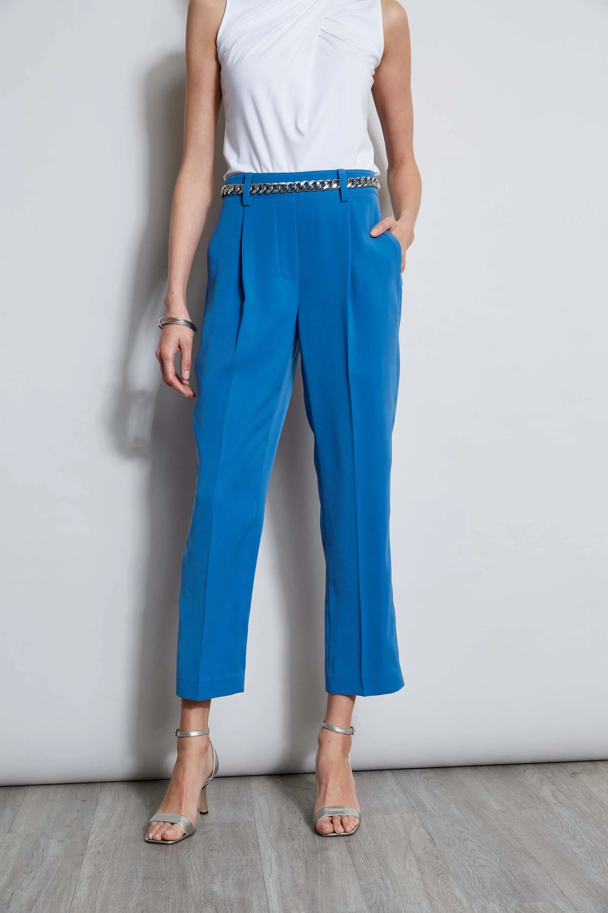 Pleated Straight Leg Pant