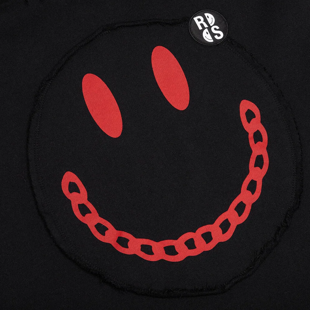 Raf Simons x Smiley Print Destroy Washed Regular Fit Hoodie - Black