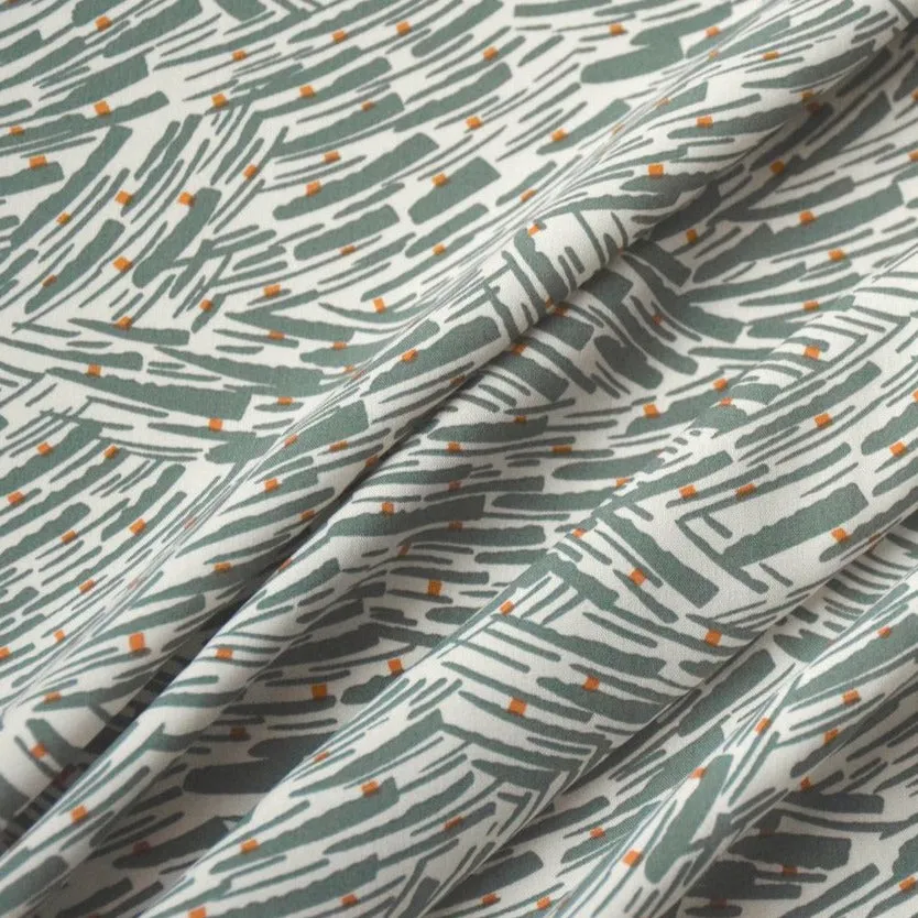 Rayon Challis Fabric From France in Yucca Leaf