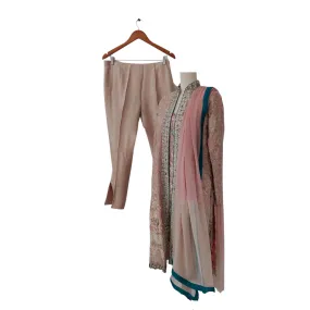 Sana Safinaz Pink & Beige Embroidered Outfit (4 pieces) | Pre Loved |