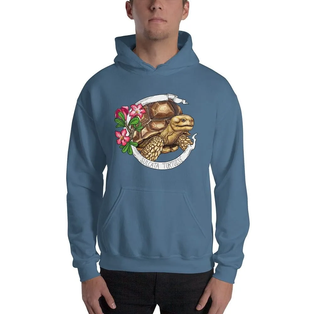 Sulcata Tortoise Banner Hoodie, Cute Turtle Reptile Pullover