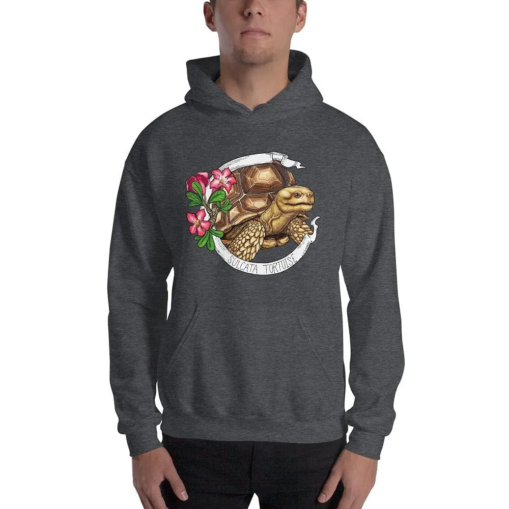 Sulcata Tortoise Banner Hoodie, Cute Turtle Reptile Pullover