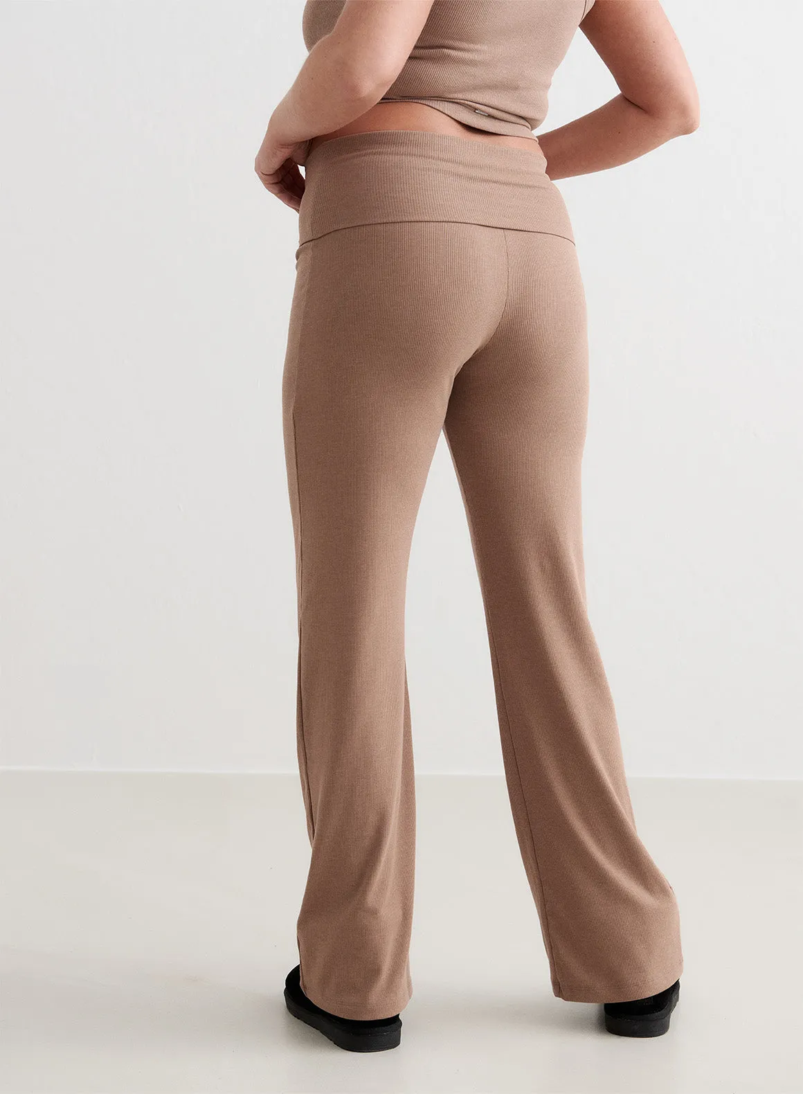 Toffee Melange Ease Ribbed Pants