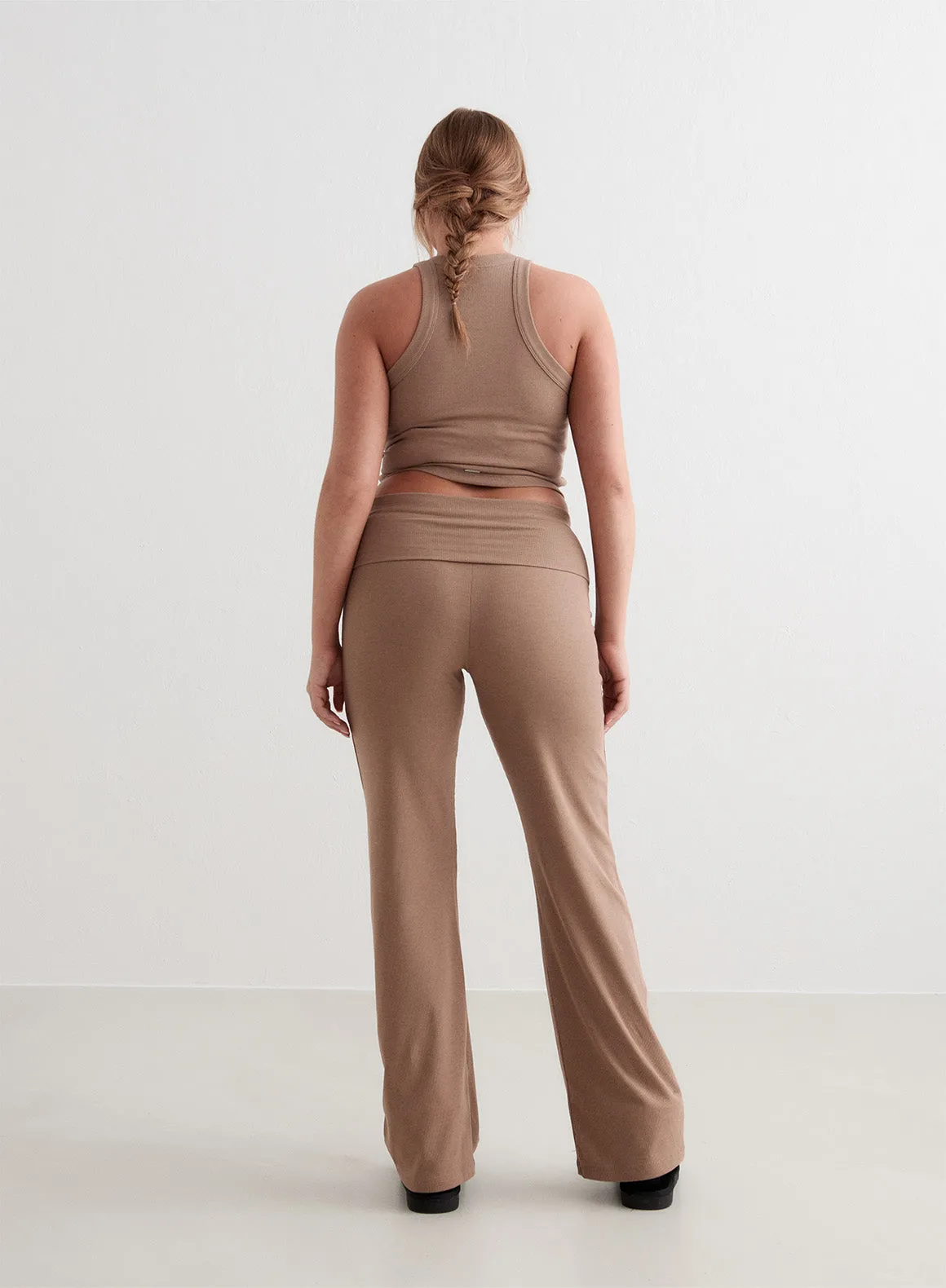 Toffee Melange Ease Ribbed Pants