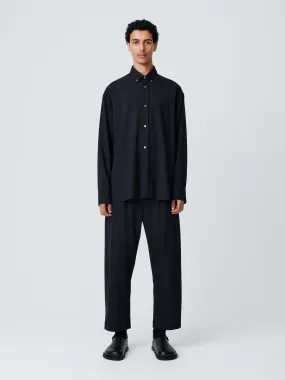 Tuck Tropical Wool Pant in Darkest Navy